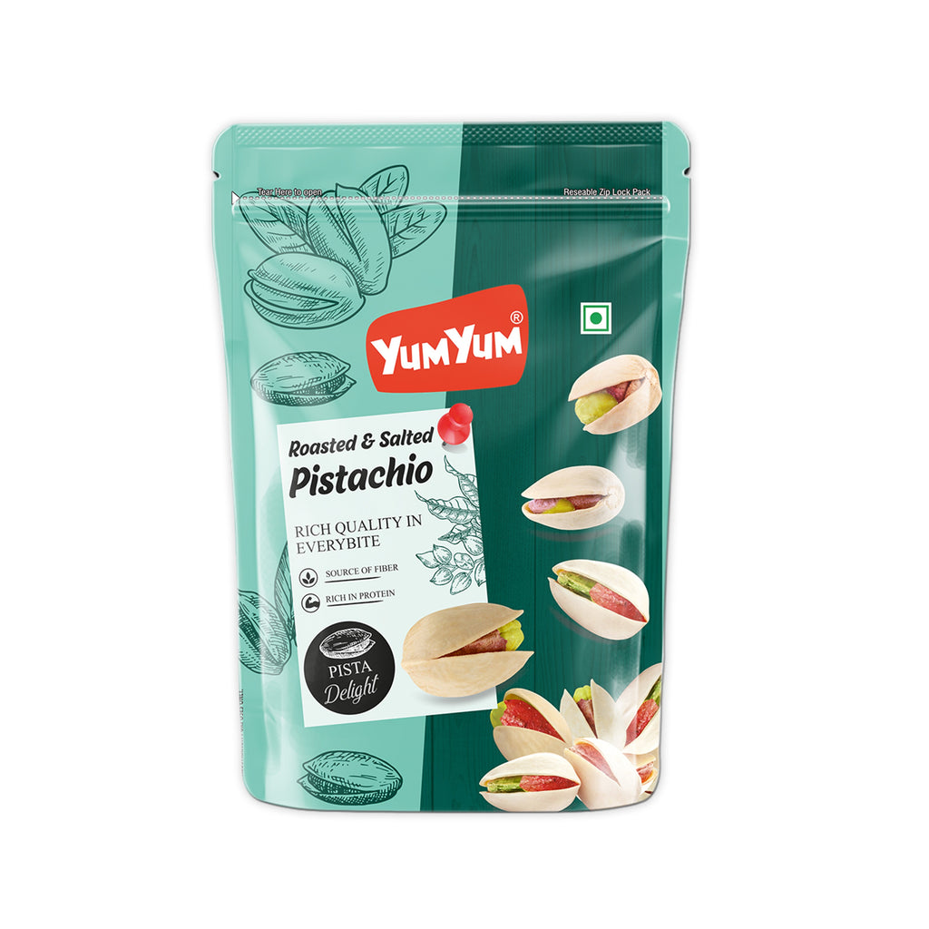 Yum Yum Roasted & Salted Pistachios Pouch | Grocsy