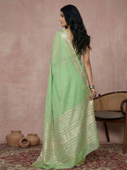 Anaita Rama Cotton Saree With Blouse | Grocsy