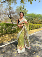 Vamsee Riddhi-Siddhi -1 Green Organza Saree | Grocsy