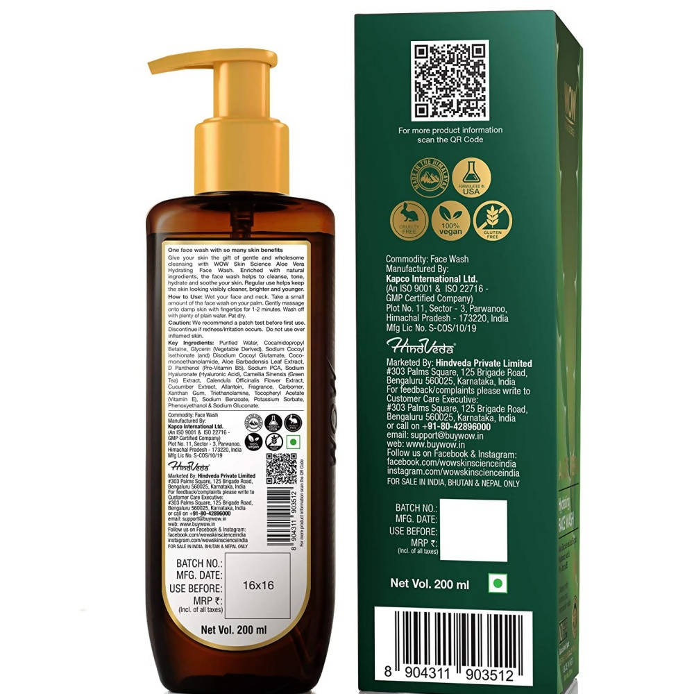 Wow Skin Science Aloe Vera Hydrating Face Wash | Grocsy