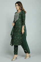 Alvano Women's Attractive And Stylish Rayon A Line Kurta With Pant And Dupatta | Grocsy