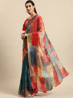 Ahalyaa Women's Traditional Semi Stitch Saree - Grey | Grocsy