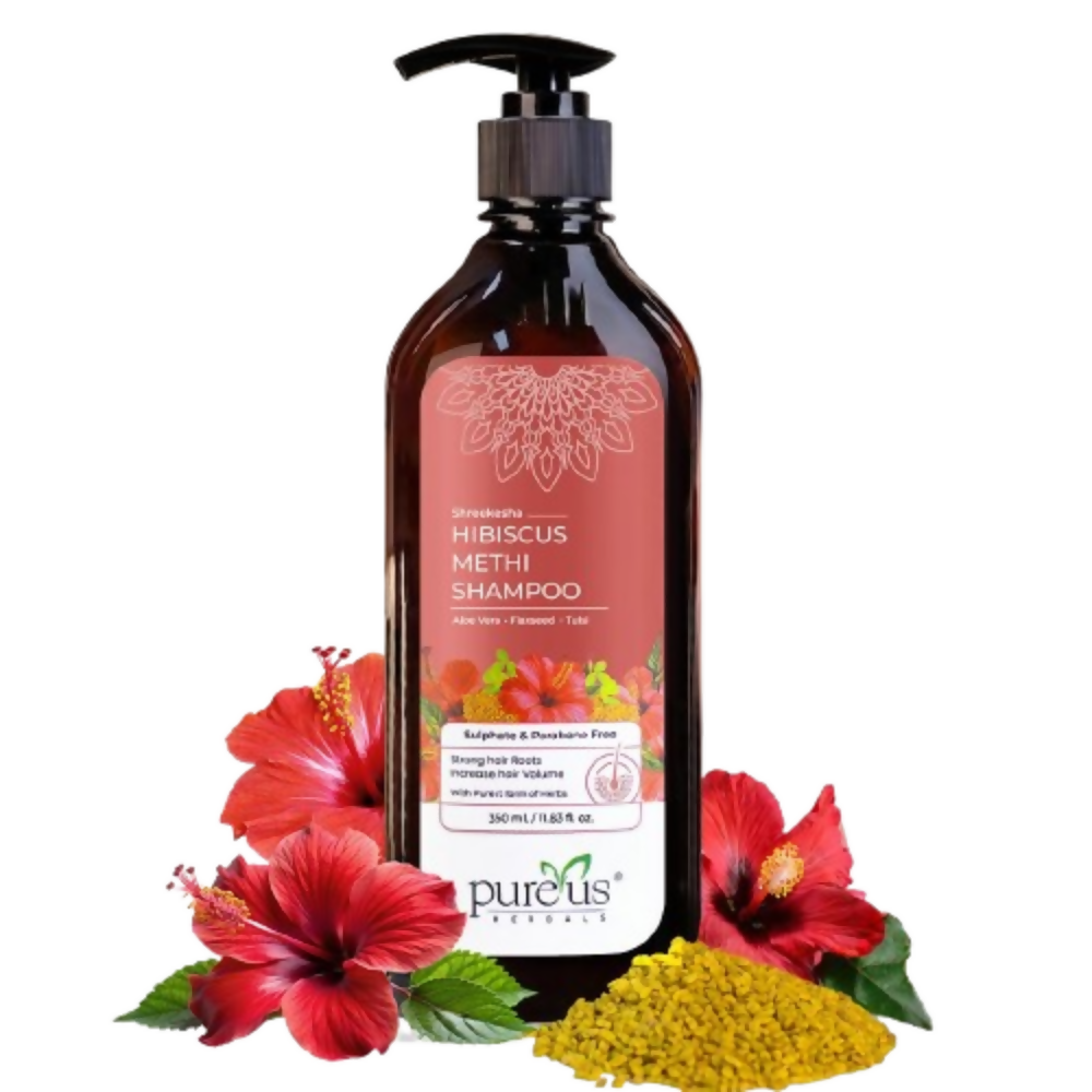 Pureus Herbals Shreekesha Hibiscus Methi Herbal Shampoo | Grocsy