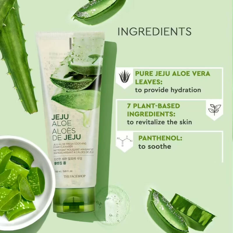 The Face Shop Jeju Aloe Fresh Soothing Foam Cleanser - Korean Skincare | Grocsy