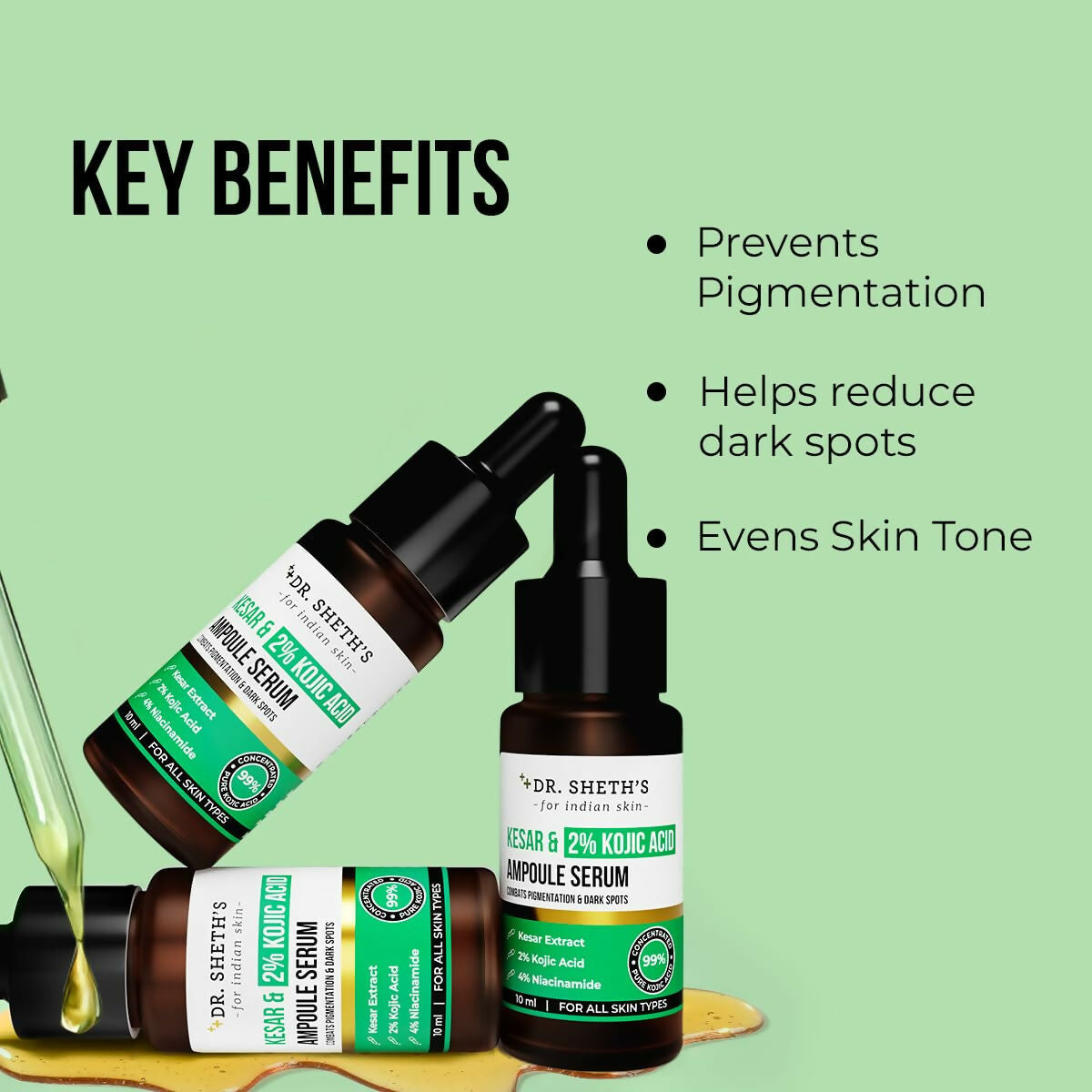 Dr. Sheth's Kesar & 2% Kojic Acid Ampoule Serum | Grocsy