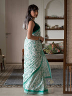 Suta White Floral Pure Cotton Saree | Grocsy