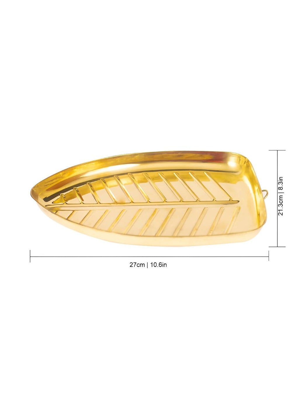 Spillbox Gold-Toned Brass Textured Banana-leaf Shaped Thali Pooja Essential | Grocsy