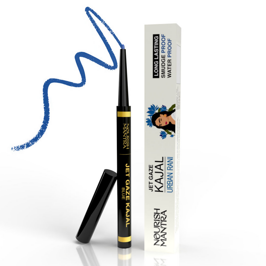 Nourish Mantra Jet Gaze Kajal Urban Rani - Blue with Almond Oil & Vitamin E | Grocsy