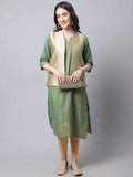 Even Apparels Beige Bansari Silk Open Front Gillet | Grocsy