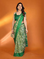 PR Fashion Green Kota Doria Printed Saree | Grocsy