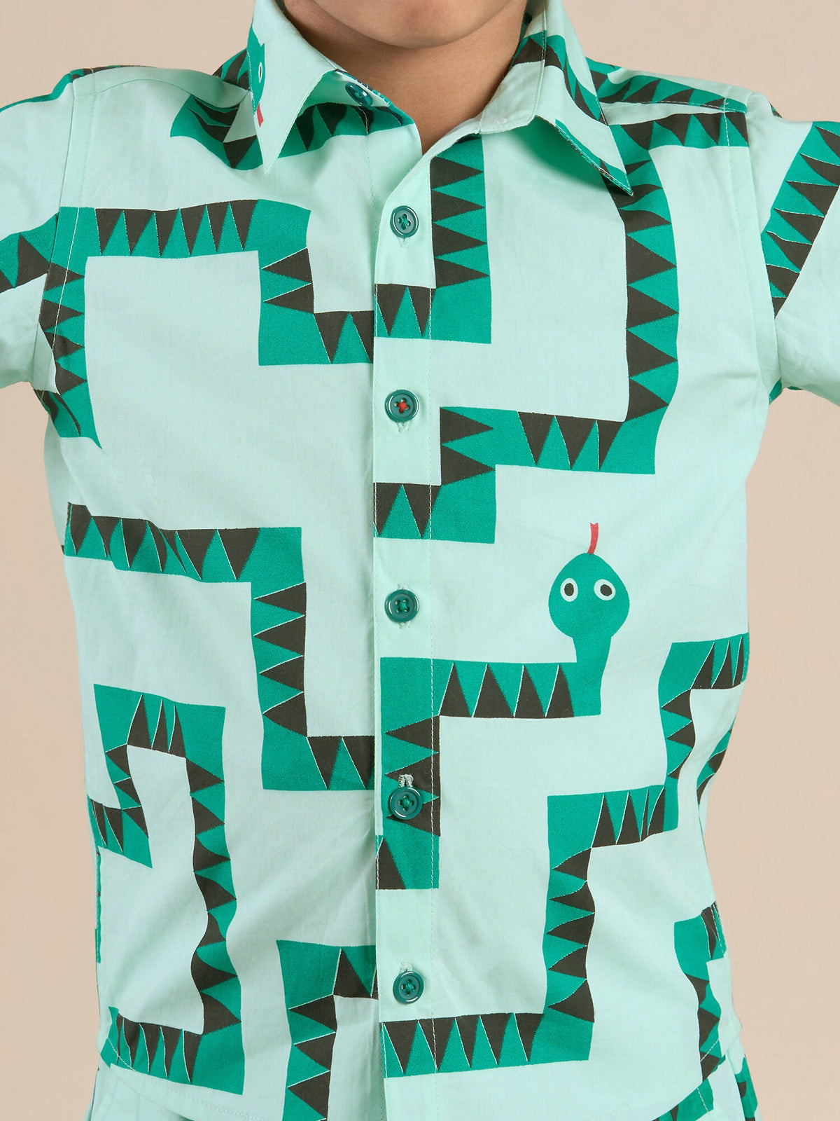 Snakes and Ladders Boys Green Table Print Shirt and Boxer Sets from Siblings Collection | Grocsy