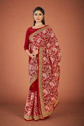 Vamsee Maroon Organza Saree | Grocsy