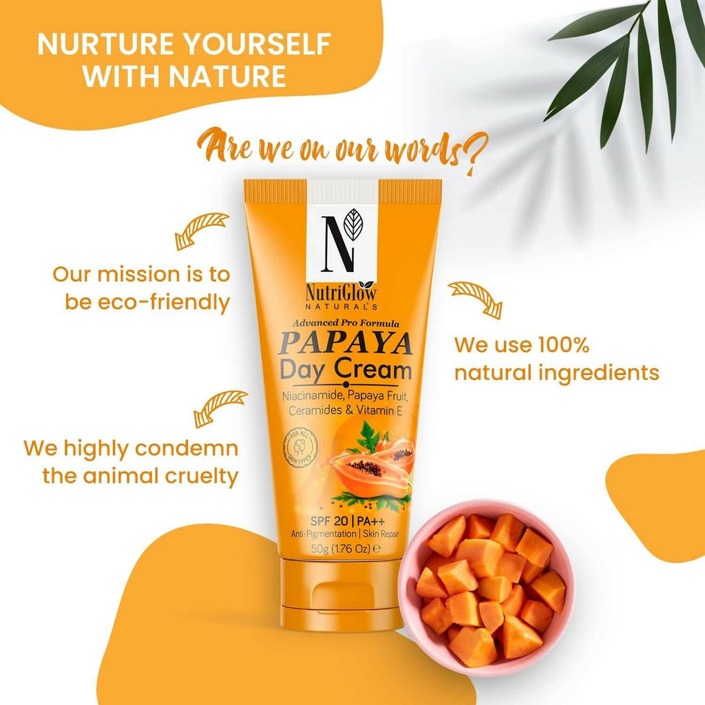 NutriGlow NATURAL'S Advanced Pro Formula Papaya Day Cream SPF 20 PA++ | Grocsy