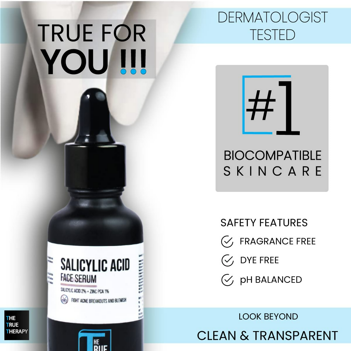 The True Therapy 2.0% Salicylic Acid with Zinc PCA Face Serum | Grocsy
