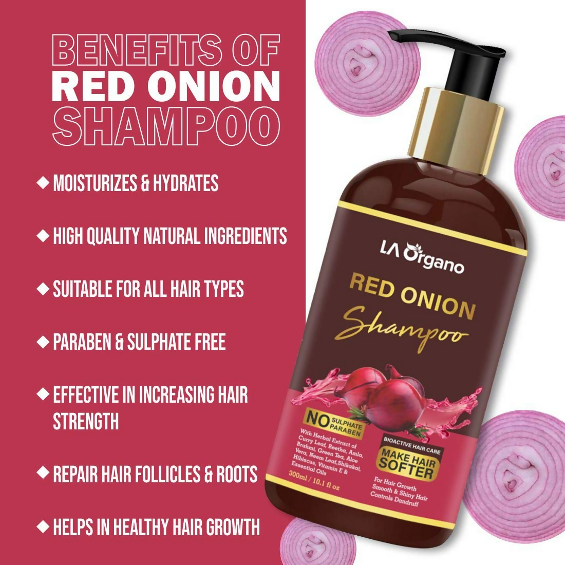 LA Organo Red Onion Hair Shampoo | Grocsy