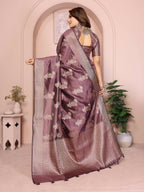 Aastha Fashion Purple Soft Organza Silk Weaving Saree | Grocsy