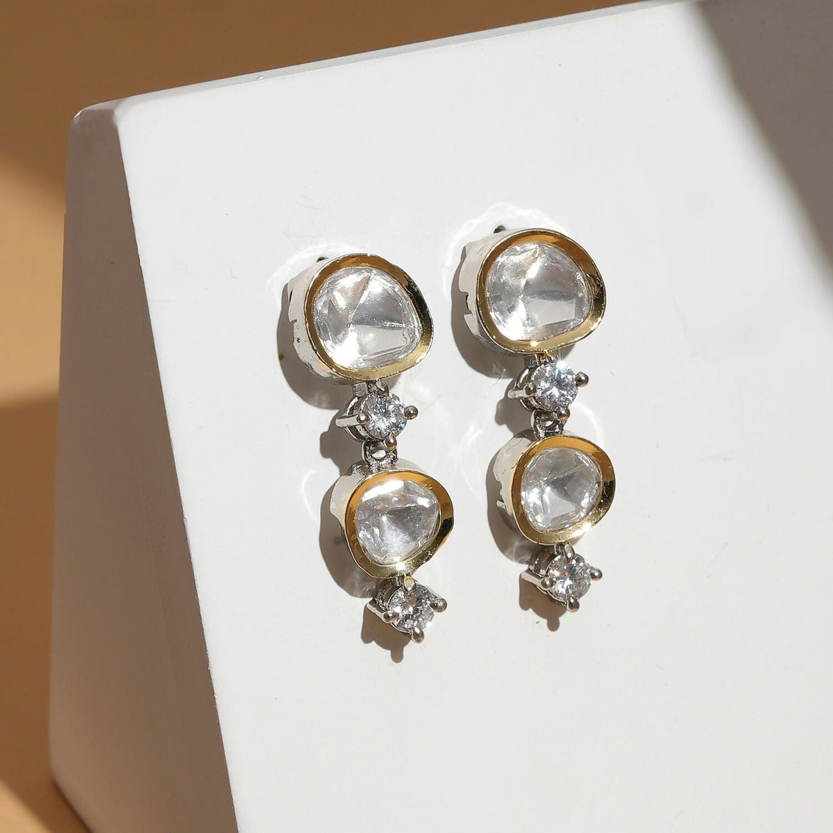 Kundan and Diamond Earrings (Silver) - Ruby Raang | Grocsy