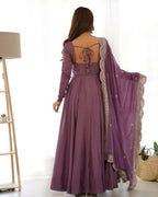 Lehenga Mart Wedding Wear Anarkali Suit With Dupatta - Mauve Pink | Grocsy
