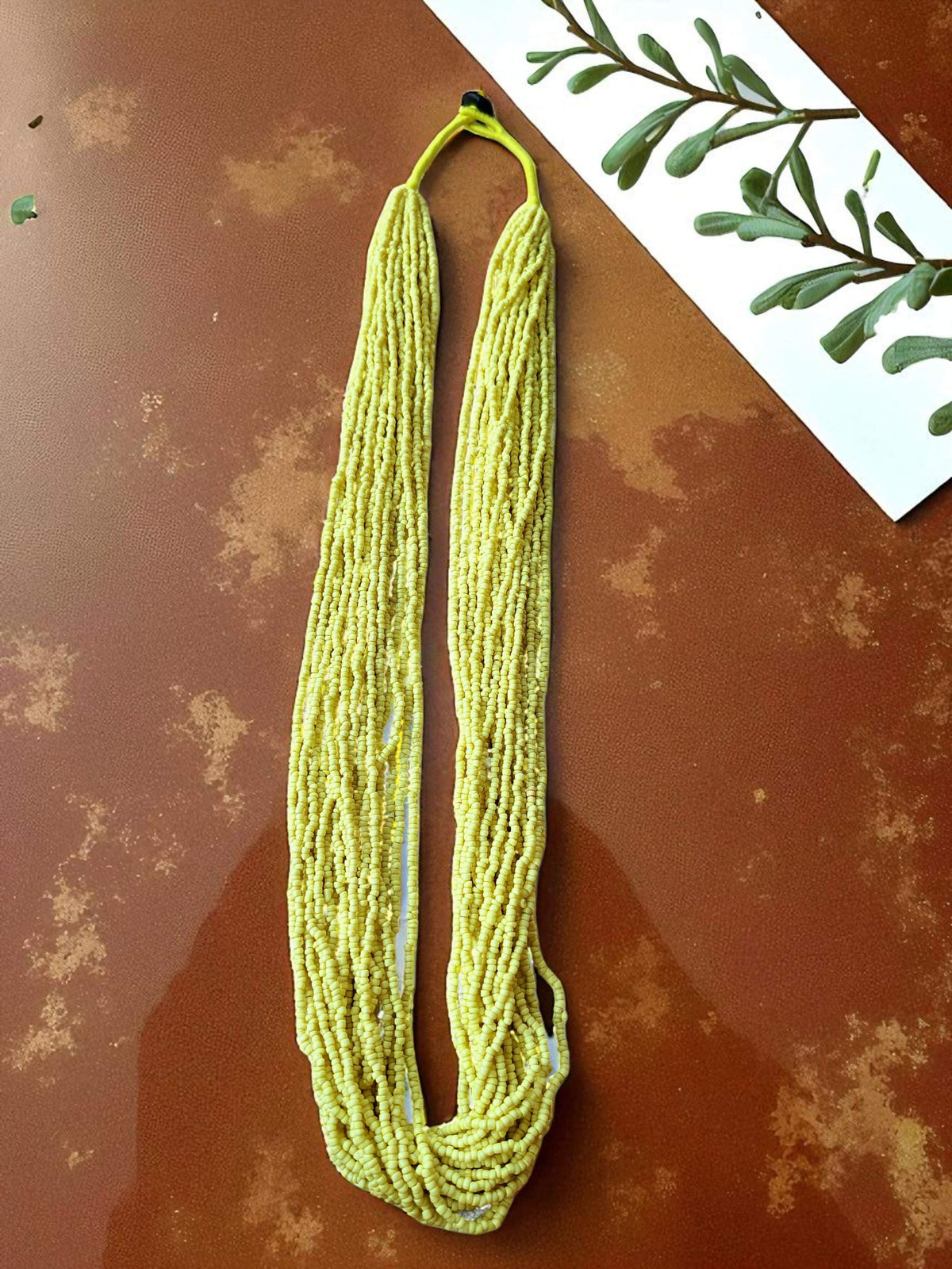 Inhanns Rangsaaz 20-Layer Luxe Long Beaded Only Necklace - Lemon Yellow Only Necklace | Grocsy