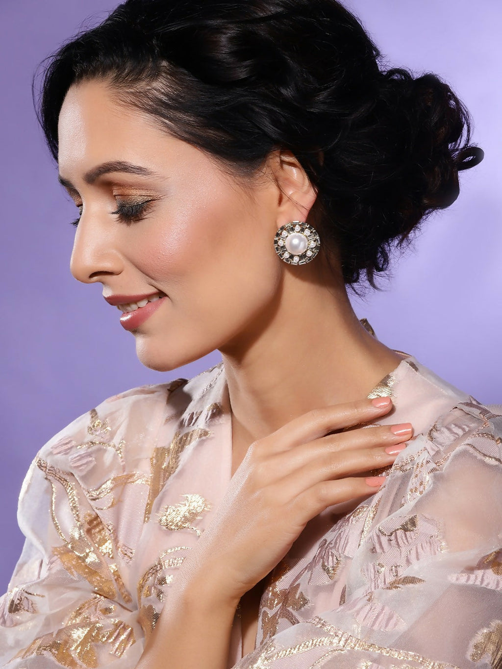 Round Pearl Earrings- Ruby Raang | Grocsy