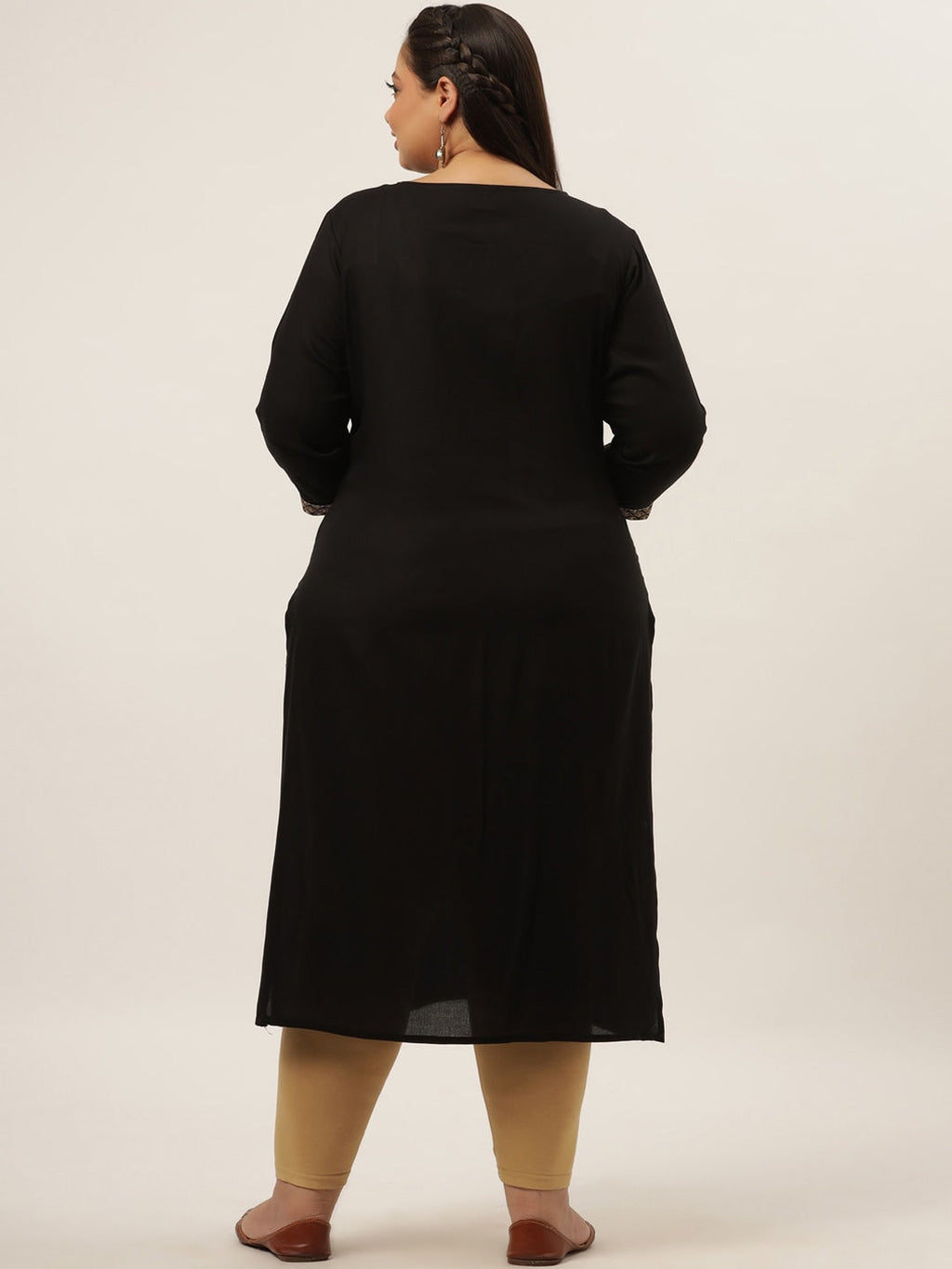 Yufta Black Embroidered Kurta Plus Size Women | Grocsy
