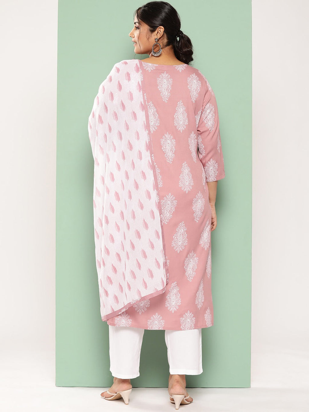 Yufta Plus Size Ethnic Motifs Printed Regular Kurta with Trousers & With Dupatta | Grocsy