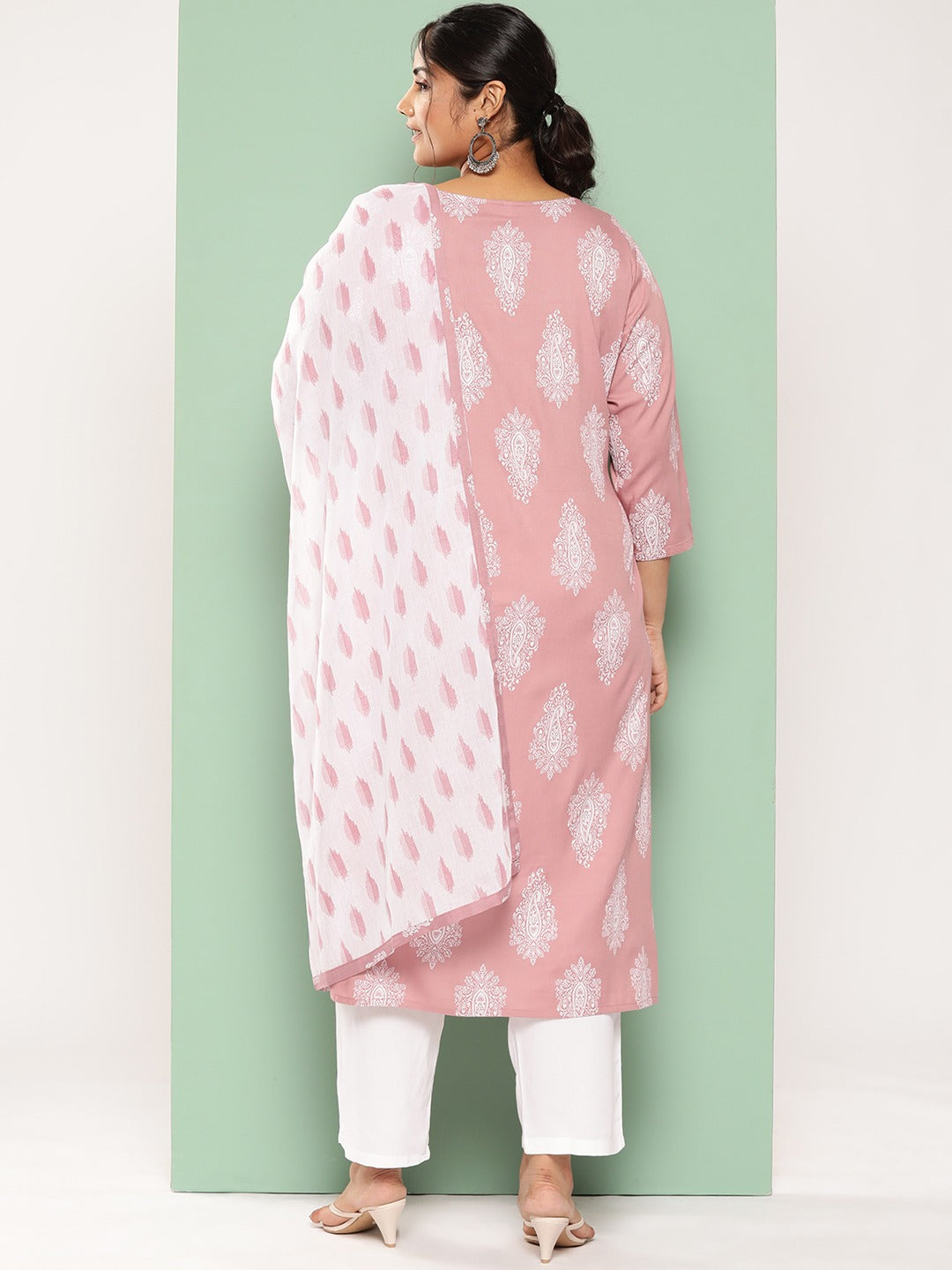 Yufta Plus Size Ethnic Motifs Printed Regular Kurta with Trousers & With Dupatta | Grocsy