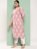 Yufta Plus Size Ethnic Motifs Printed Regular Kurta with Trousers & With Dupatta | Grocsy