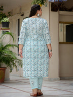 Yufta Plus Size Floral Cotton Kurta Dupatta Set | Grocsy