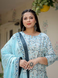 Yufta Plus Size Floral Cotton Kurta Dupatta Set | Grocsy