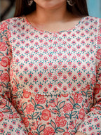 Yufta Plus Size Floral Printed Regular Pure Cotton Kurta with Trousers & Dupatta | Grocsy