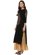 Ahalyaa Black Chanderi Gold Print Kurta | Grocsy