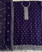 KC Purple Georgette Straight Suit With Heavy Embroidery | Grocsy