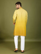 Vastranavya Ombre Yellow Premium Viscose Silk Thread & Sequence Embroidery work Kurta | Grocsy