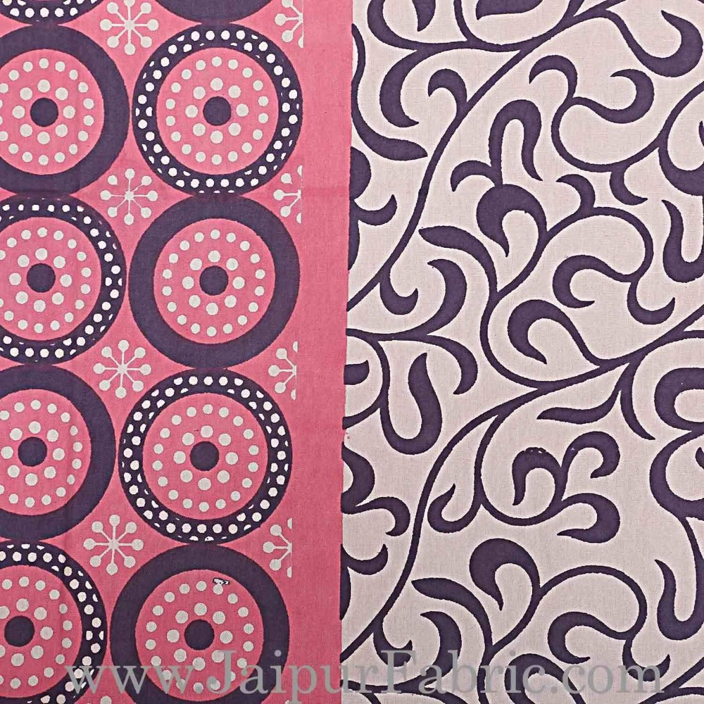 Vamika Printed Cotton Pink & Black Bedsheet With Pillow Covers (LEOD_CHKR_P) | Grocsy
