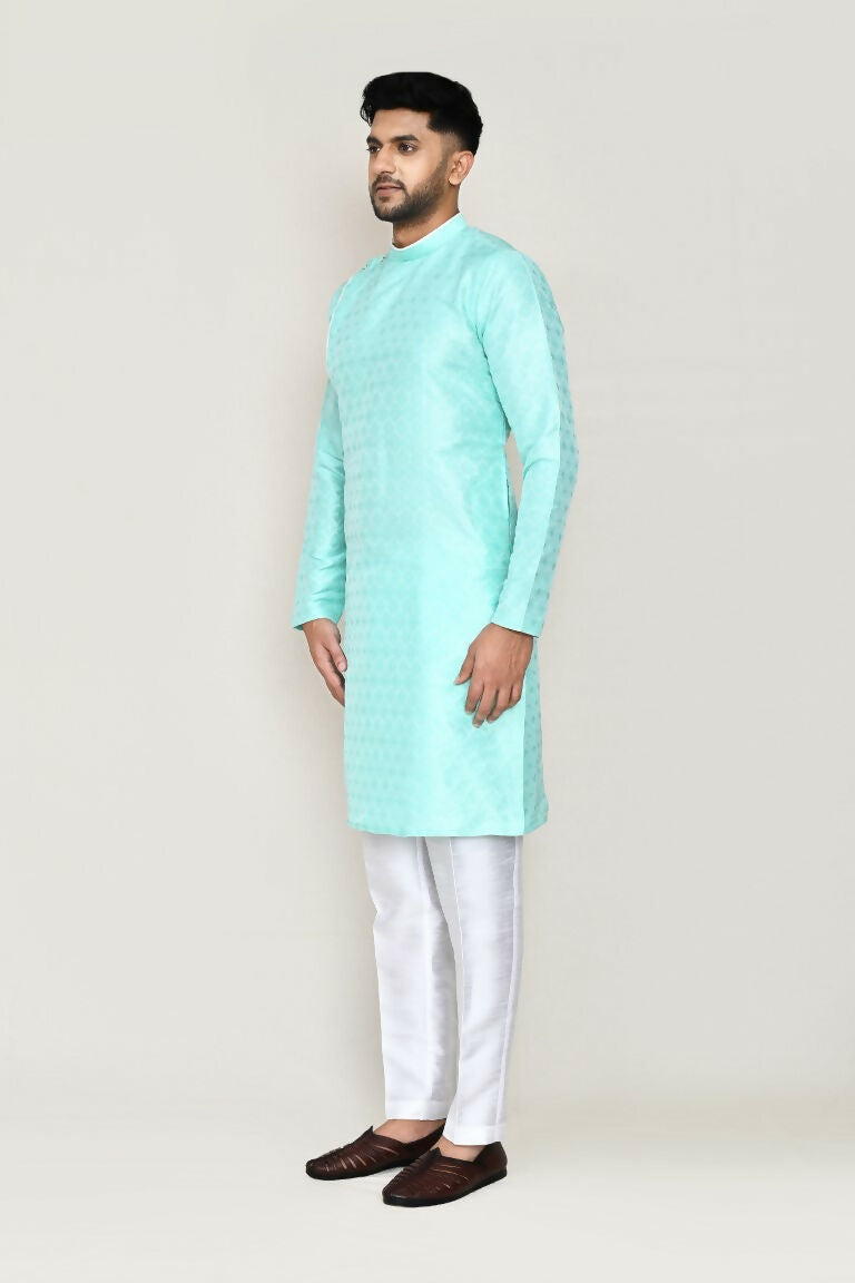 Joban Fashion Green Colored Jacquard Fabric Kurta With Straight Fit Pant | Grocsy