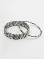 NVR Women's Set of 6 Silver-Toned German Silver Oxidised Bangles | Grocsy