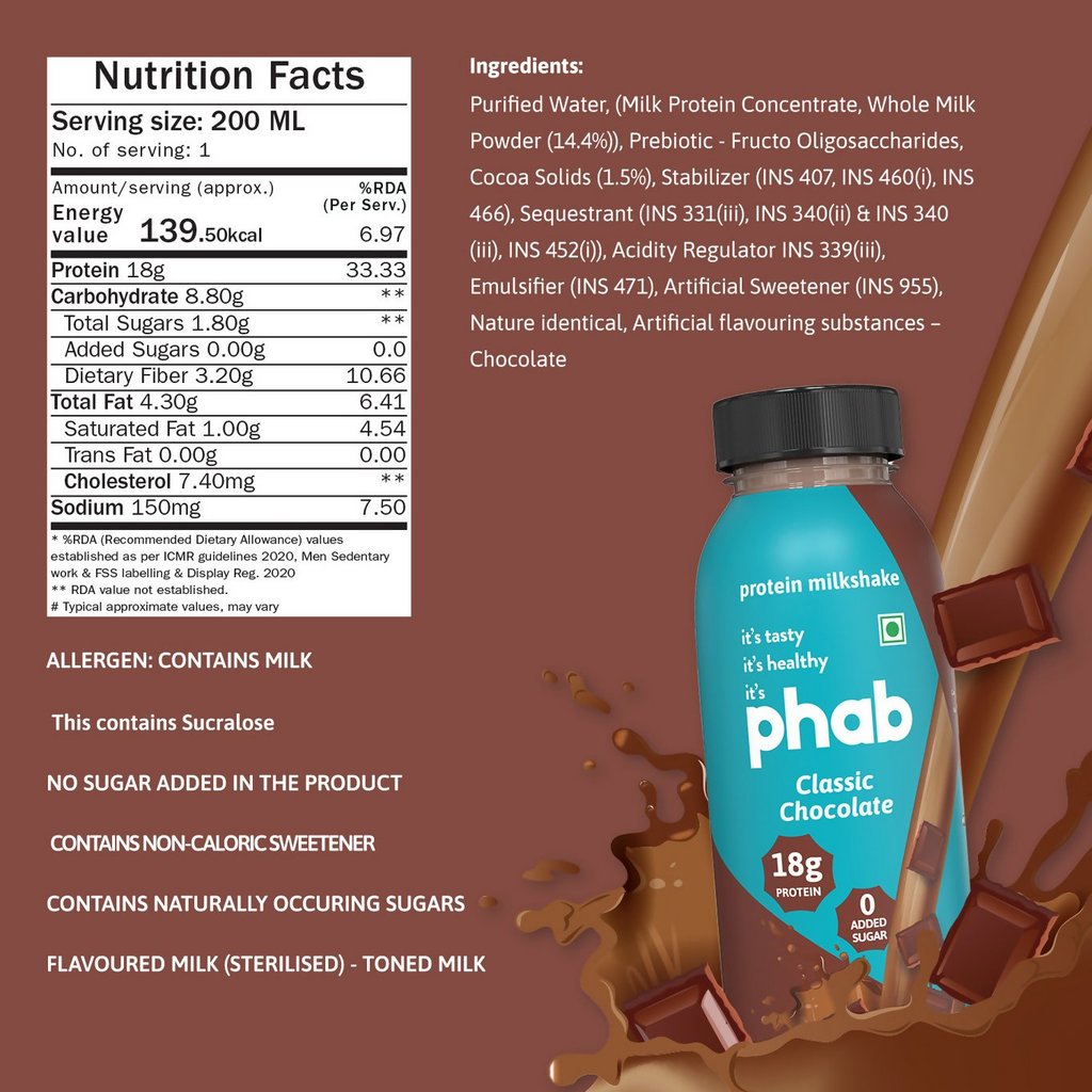 Phab Protein Milkshake With protein Protein Swiss Chocolate Shake | Grocsy