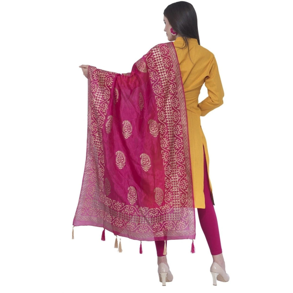 A R Silk Rani Color Silk Pahadi Print Dupattas and Chunnis | Grocsy