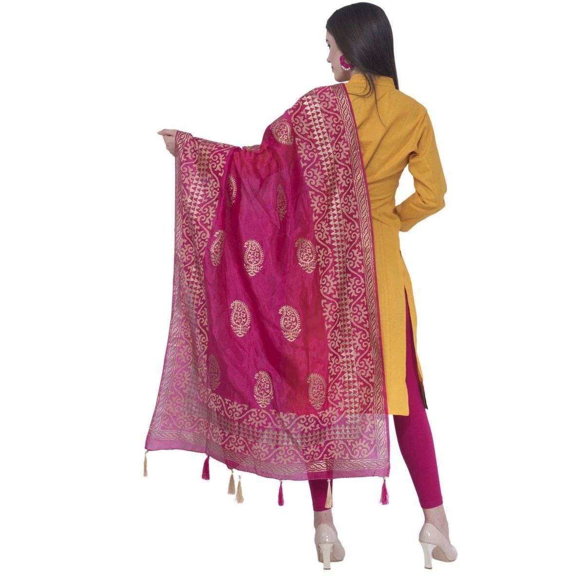 A R Silk Rani Color Silk Pahadi Print Dupattas and Chunnis | Grocsy