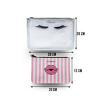 Colorbar Pouch Lips & Lashes Flat Pouches (Set Of Two) - White+Blush Pink | Grocsy