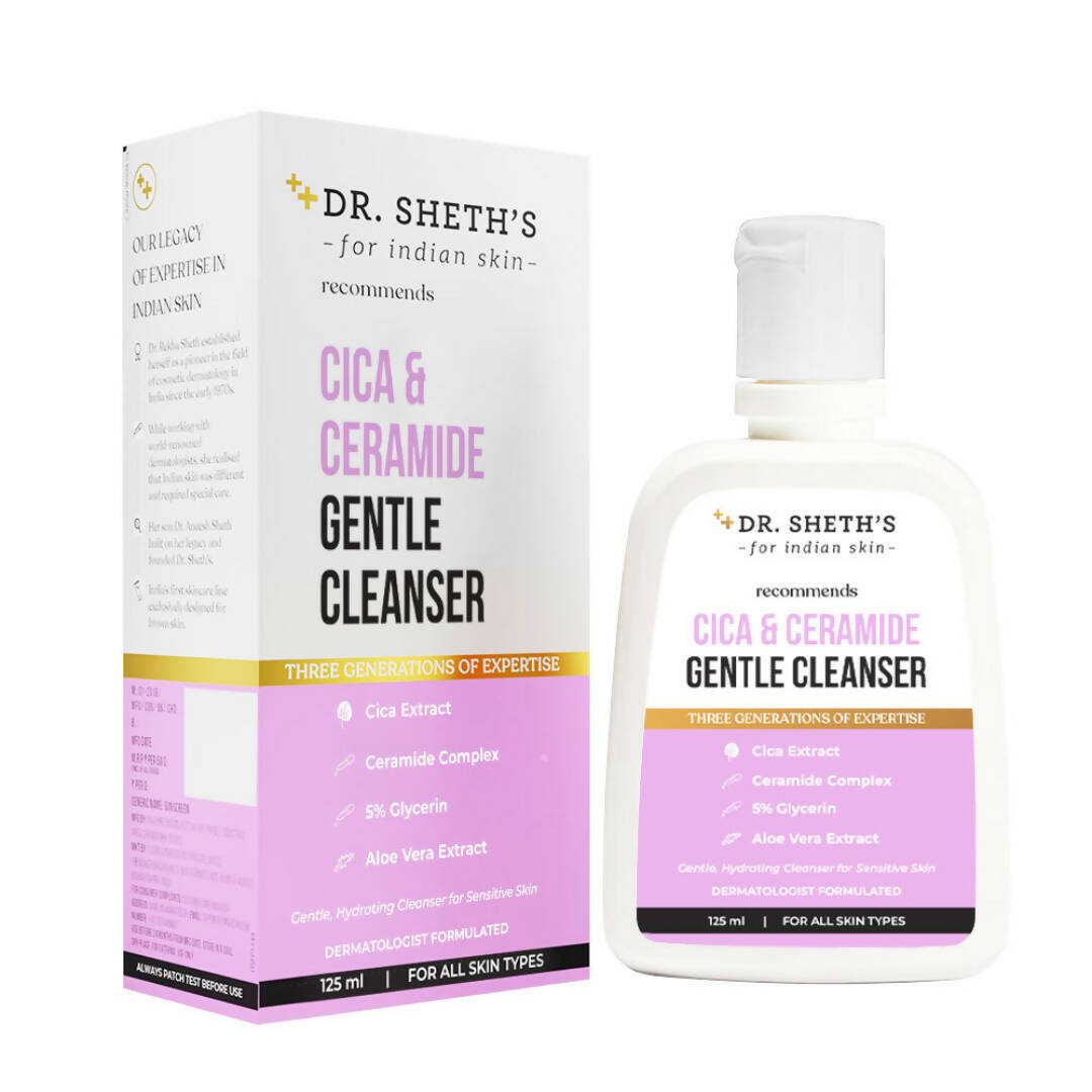 Dr. Sheth's Cica & Ceramide Gentle Cleanser Hydrating Face Wash For Normal, Dry & Sensitive Skin | Grocsy