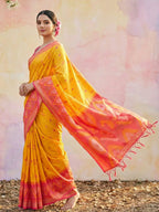 Shree Shyam Fashion Yellow Soft Silk Saree | Grocsy