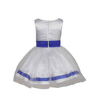 Asmaani Baby Girl's White and Blue Satin Full Length Frock  (AS-DRESS-22018) | Grocsy