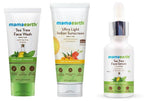 Mamaearth Tea Tree Face Serum + Face Wash + Ultra Light Indian Sunscreen Combo | Grocsy