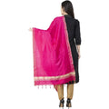 A R Silk Golden Border Regular Dupatta Dark Pink Color Dupatta or Chunni | Grocsy