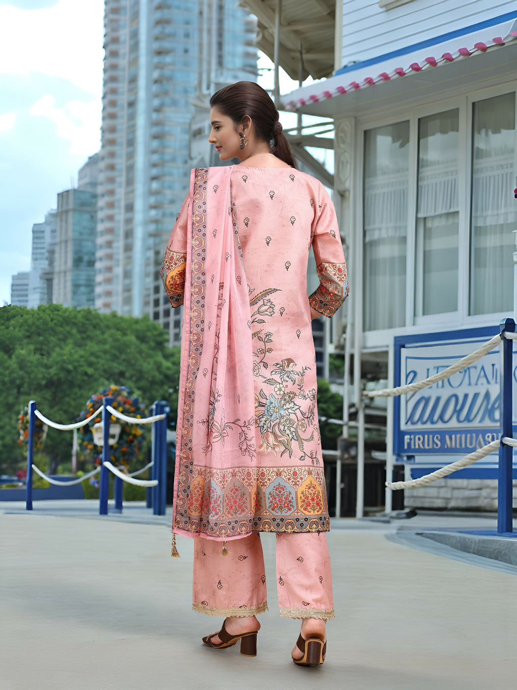 Joban Fashion Pink Position Digital Print With Position Foil Kurta Set | Grocsy