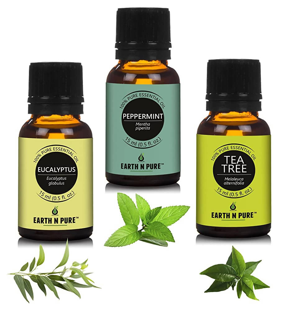 Earth N Pure Essential Oils (Eucalyptus, Peppermint & Tea Tree) | Grocsy