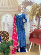 Teeya Creation Blue Faux Georgette Gown | Grocsy
