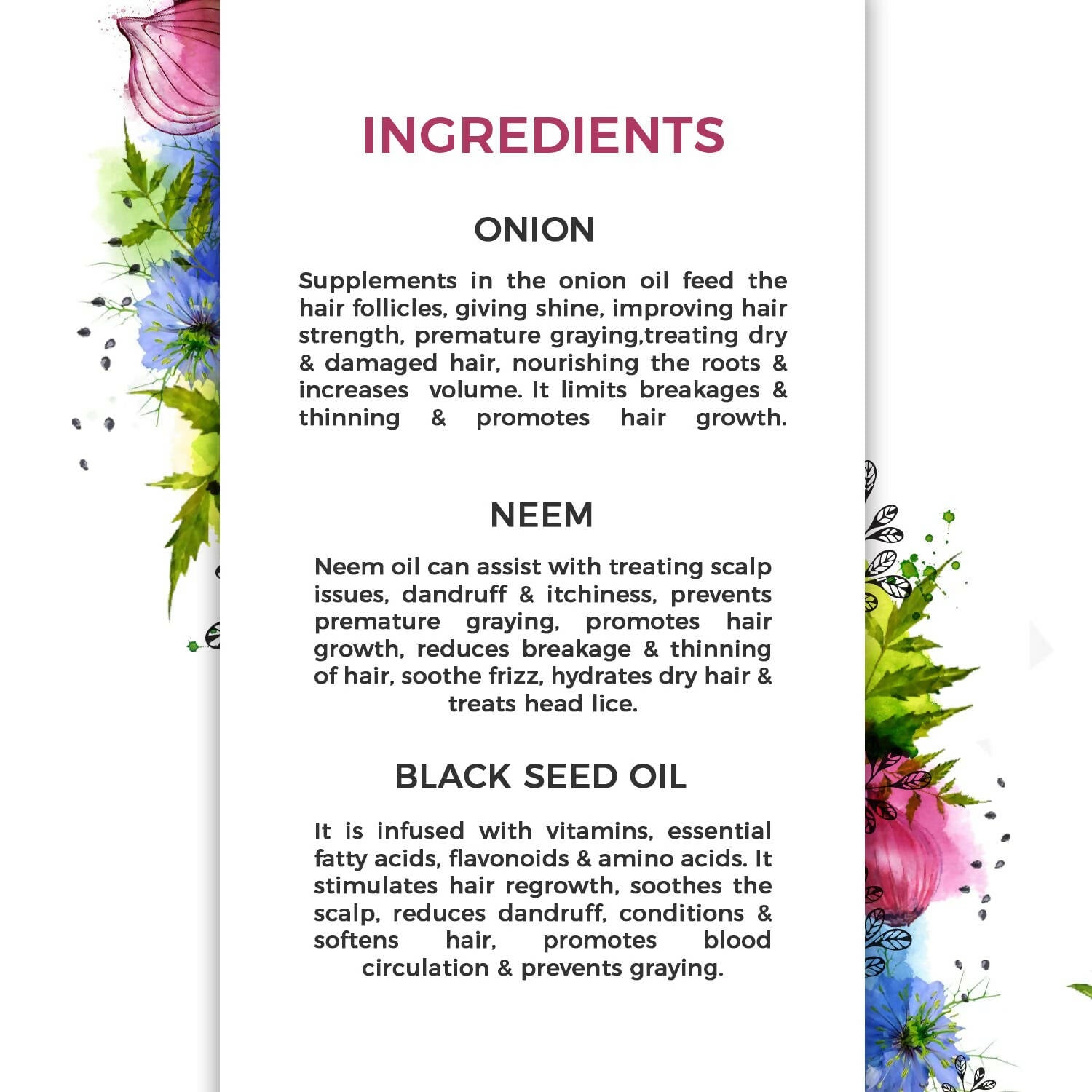 The Organic Forest Onion, Neem & Black Seed Oil Hair Shampoo | Grocsy